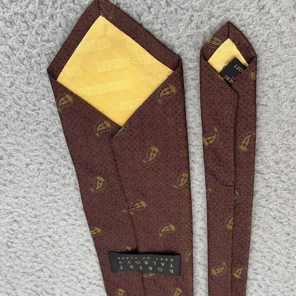 Robert Talbott Best Of Class Silk Tie Brown Paisley Hand‎ Sewn Made USA Gorpcore